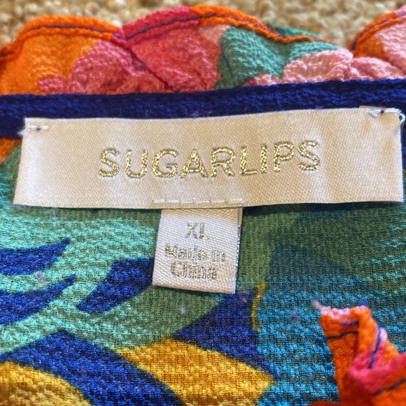 Sugarlips Heat Wave Dupont Bubble Crepe Top Multi Color Sz XL - Picture 2 of 9